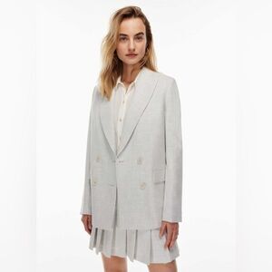 Wilfred Light Gray Double-Breasted Blazer